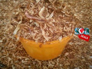 Crayfish, dried fish and snails for sale